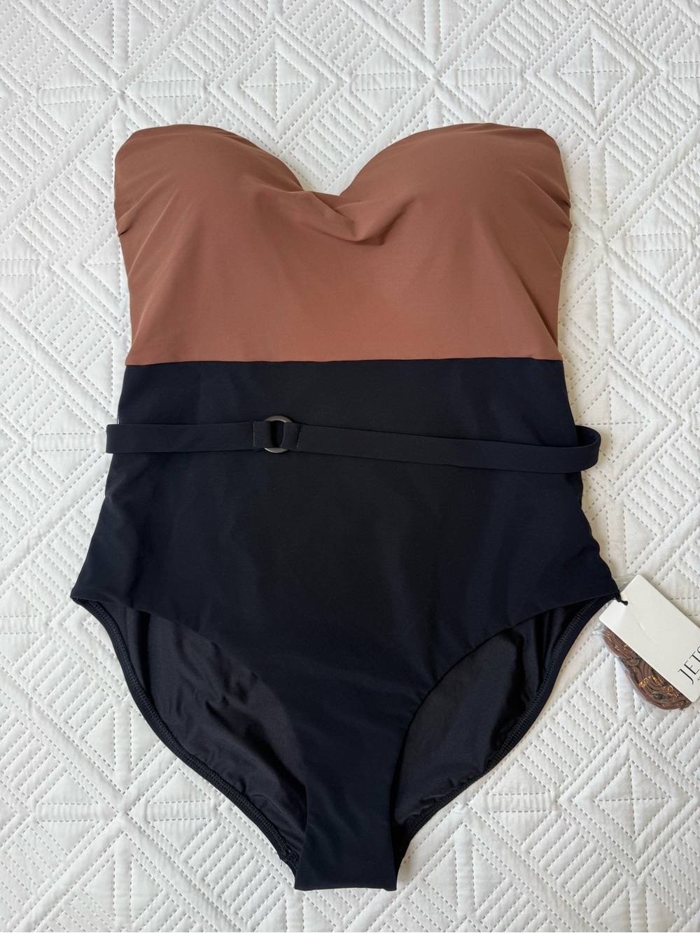Jets Australia Versa Bandeau One Piece Swimsuit Size 8 Latte